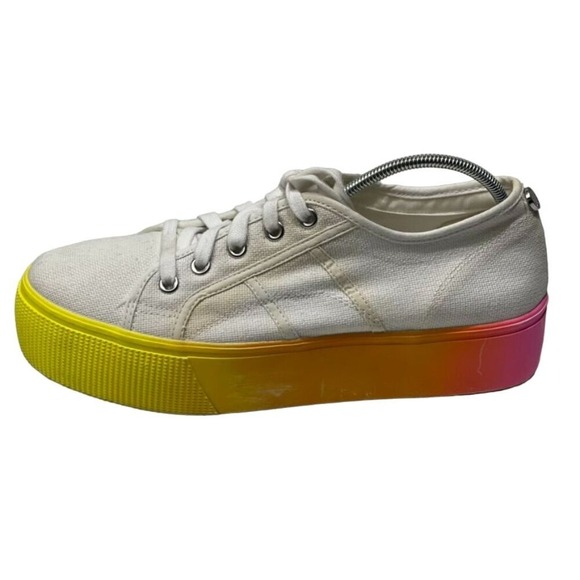 Steve Madden Emmi Platform Sneakers Ombre Sole Canvas Lace Up‎ Shoes Women's 8.5 - Picture 1 of 10